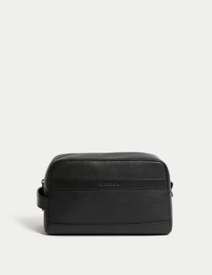 

Mens Autograph Leather Pebble Grain Washbag - Black, Black