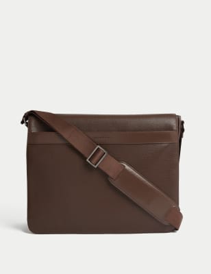 

Mens Autograph Leather Messenger Bag - Brown, Brown