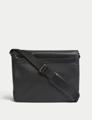 

Mens Autograph Leather Messenger Bag - Black, Black