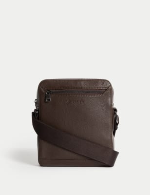 

Mens Autograph Leather Pebble Grain Cross Body Bag - Brown, Brown