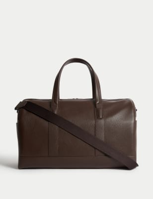 

Mens Autograph Leather Pebble Grain Weekend Bag - Brown, Brown