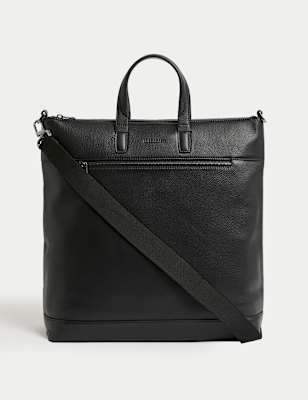 

Mens Autograph Leather Tote Bag, Black