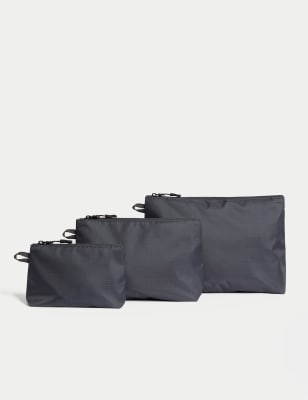 

Mens M&S Collection 3pk Travel Pouches with Stormwear™ - Charcoal, Charcoal