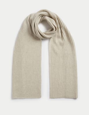 

Mens Autograph Pure Cashmere Knitted Scarf - Ecru, Ecru