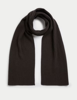 

Mens Autograph Pure Cashmere Knitted Scarf - Chocolate, Chocolate