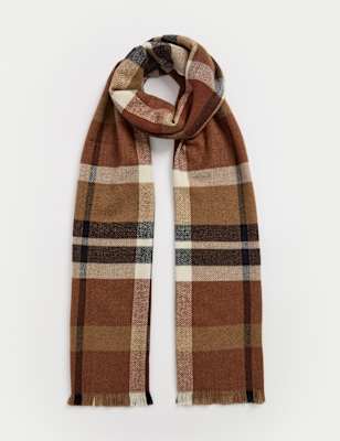 

Mens M&S Collection Heatgen™ Checked Scarf - Camel, Camel