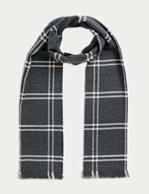 

Mens M&S Collection Heatgen™ Checked Scarf - Charcoal Mix, Charcoal Mix