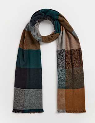 

Mens M&S Collection Checked Heatgen™ Scarf - Teal Mix, Teal Mix