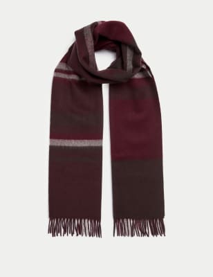 

Mens Autograph Pure Merino Wool Checked Scarf - Raisin, Raisin