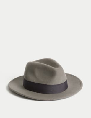 

Mens M&S x Ian Wright Pure Wool Fedora Hat - Brown, Brown