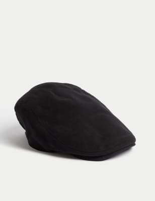 

Mens M&S Collection Pure Cotton Flat Cap with Thermowarmth™ - Black, Black