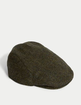 

Mens M&S Collection Pure Wool Herringbone Flat Cap with Stormwear™ - Green Mix, Green Mix