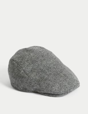 

Mens M&S Collection Pure Wool Herringbone Flat Cap with Stormwear™ - Grey Mix, Grey Mix