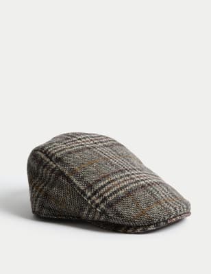 

Mens M&S Collection Pure Wool Checked Flat Cap - Natural Mix, Natural Mix