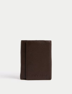 

Mens Autograph Leather Pebble Grain Tri-Fold Wallet, Brown