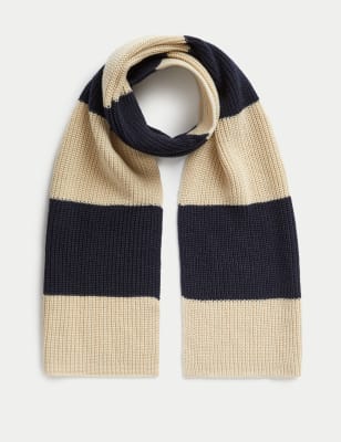 

Mens M&S Collection Colour Block Knitted Scarf - Navy Mix, Navy Mix