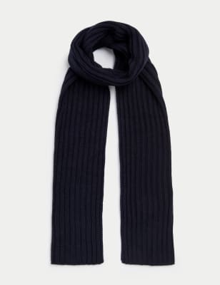 

Mens M&S Collection Knitted Textured Scarf - Navy, Navy