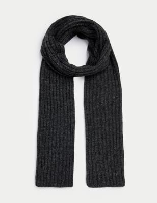 

Mens M&S Collection Knitted Textured Scarf - Charcoal Mix, Charcoal Mix