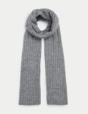 

Mens M&S Collection Knitted Textured Scarf - Light Grey, Light Grey