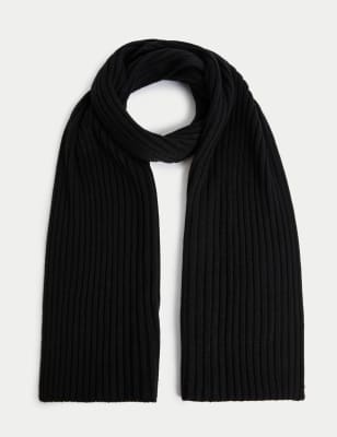 

Mens M&S Collection Knitted Textured Scarf - Black, Black