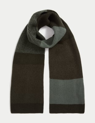 

Mens M&S Collection Striped Knitted Scarf - Khaki Mix, Khaki Mix