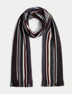 

Mens M&S Collection Striped Knitted Scarf - Multi, Multi