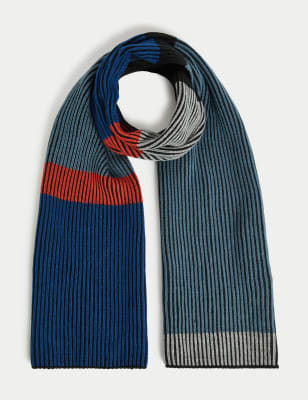 

Mens M&S Collection Two-Tone Colourblock Rib Knit Scarf - Multi, Multi