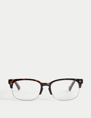 M&S Men's Clubmaster Reading Glasses - 2.5 - Brown Mix, Brown Mix