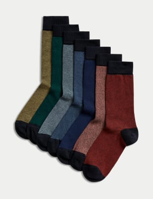 

Mens M&S Collection 7pk Cool & Fresh™ Striped Cotton Rich Socks - Multi, Multi