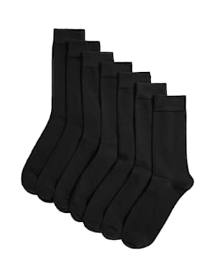 7 Pack Cotton Rich Socks, BLACK, swatch