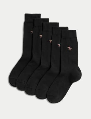 

M&S Collection Pack de 5 pares de calcetines Cool & Fresh™ variados con diseño de carrera de caballosMens - Black Mix, Black Mix