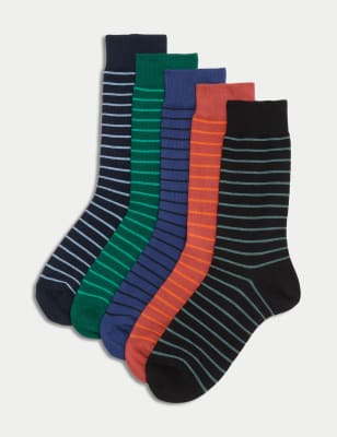 

Mens M&S Collection 5er-Pack gestreifte Cool & Fresh™-Socken mit hohem Baumwollanteil - Multi, Multi