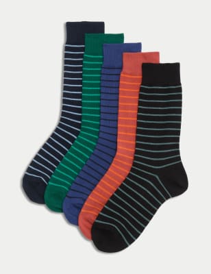 

Mens M&S Collection 5pk Cool & Fresh™ Striped Cotton Rich Socks - Multi, Multi