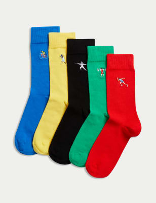 

Mens M&S Collection 5pk Cool & Fresh™ Sports Cotton Rich Socks - Multi, Multi