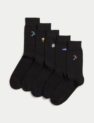 

M&S Collection Pack de 5 pares de calcetines Cool & Fresh™ de algodónMens - Black Mix, Black Mix