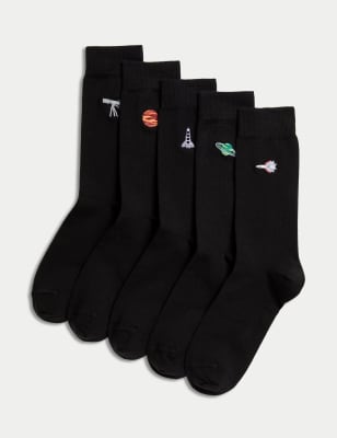 

Mens M&S Collection 5pk Cool & Fresh™ Space Cotton Rich Socks - Black Mix, Black Mix