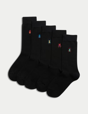 

Mens M&S Collection 5pk Cool & Fresh™ Bug Cotton Rich Socks - Black Mix, Black Mix