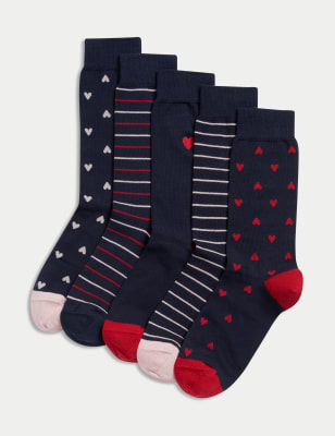 

Mens M&S Collection 5pk Cool & Fresh™ Heart Cotton Rich Socks - Red Mix, Red Mix