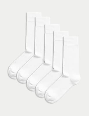 

M&S Collection Pack de 5 pares de calcetines Cool & Fresh™ acolchadosMens - White, White