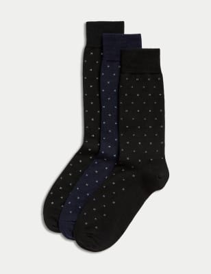 

Mens M&S Collection 3pk Polka Dot Merino Wool Socks - Grey Mix, Grey Mix