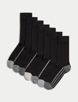 

Mens M&S Collection 7pk Cool & Fresh™ Cotton Rich Socks - Black/Grey, Black/Grey