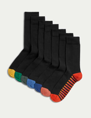 

Mens M&S Collection 7er-Pack gestreifte Cool & Fresh™-Socken - Black Mix, Black Mix