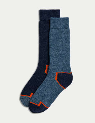 

Mens M&S Collection 2pk Freshfeet™ Heavyweight Work Socks - Navy/Blue, Navy/Blue