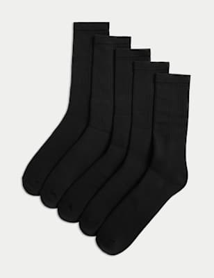 

Mens Goodmove 5pk Cool & Fresh™ Cushioned Sports Socks - Black, Black