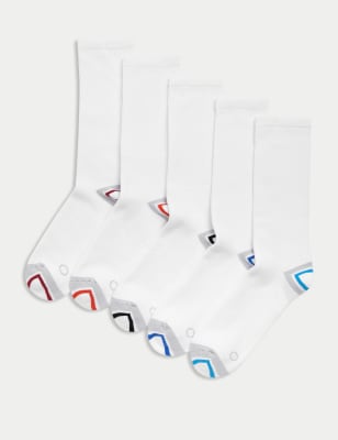 

Goodmove Pack de 5 pares de calcetines deportivos acolchados de algodónMens - White Mix, White Mix