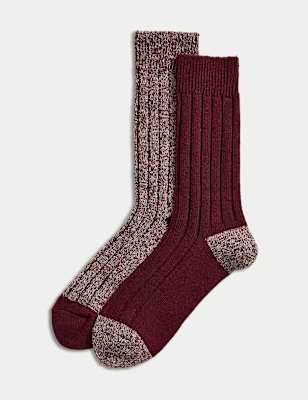 

Mens M&S Collection 2er-Pack Thermosocken mit Heatgen™ für mittlere Wärme - Burgundy Mix, Burgundy Mix