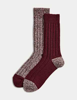 

Mens M&S Collection 2pk Heatgen™ Medium Warmth Thermal Socks - Burgundy Mix, Burgundy Mix