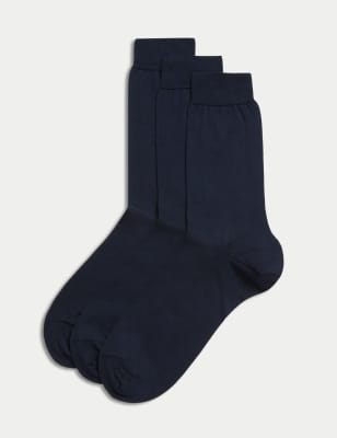 

Mens M&S SARTORIAL 3pk Pure Cotton Socks - Midnight Navy, Midnight Navy