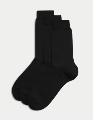 

Mens M&S SARTORIAL 3pk Pure Cotton Socks - Black, Black