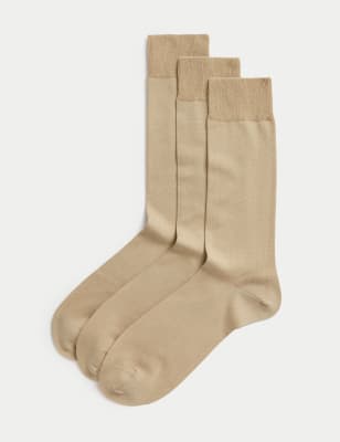 

Mens M&S SARTORIAL 3pk Luxury Egyptian Cotton Rich Socks - Beige, Beige